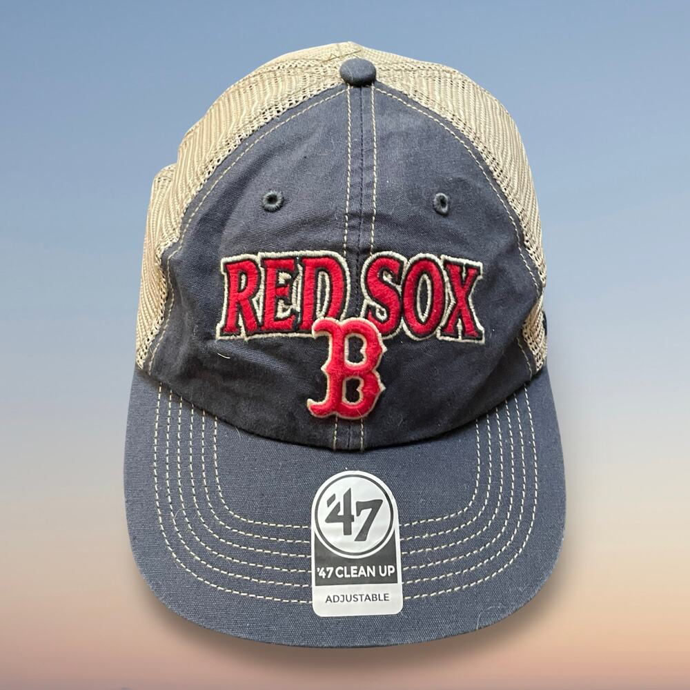 Boston Red Sox Tuscaloosa Clean Up Trucker Hat '47 Brand Faded Denim Navy Cap